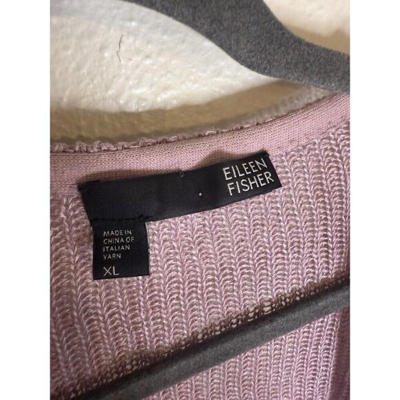 Eileen Fisher System Sz XL Purple Cascading Front Cardigan Loose Knit Sweater - Picture 3 of 4